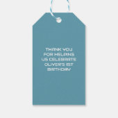 Blue Robot Theme Verjaardag Bedankt Cadeaulabel (Achterkant)