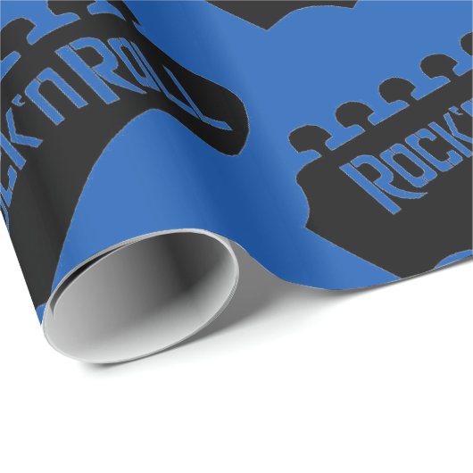 Blue Rock and Roll gitaar patroon Cadeaupapier (Rol Hoek)