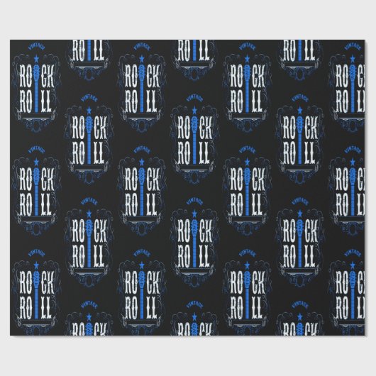 Blue  Rock en Roll Cadeaupapier (Vlak)
