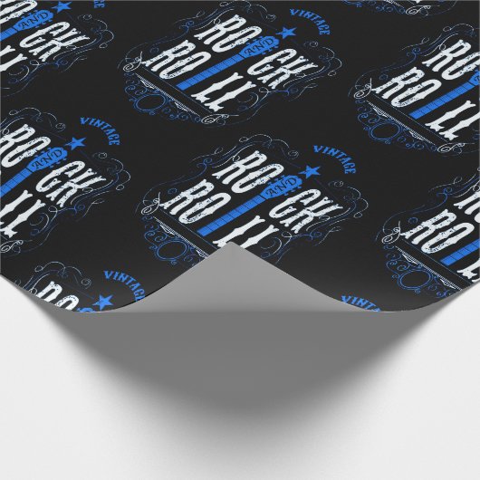 Blue  Rock en Roll Cadeaupapier (Hoek)