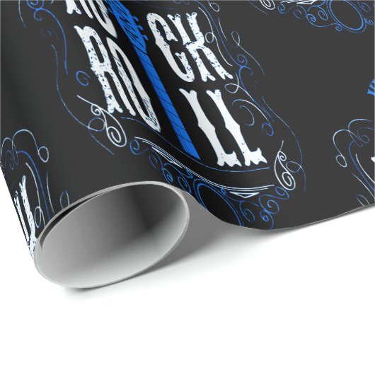 Blue  Rock en Roll Cadeaupapier (Rol Hoek)