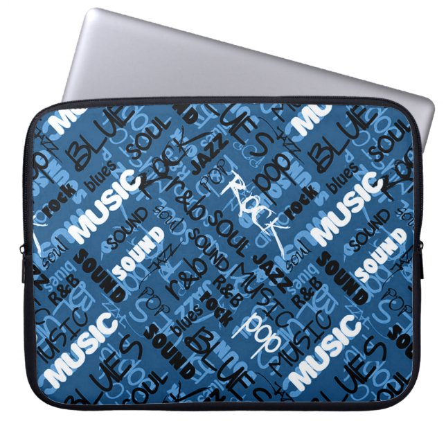 Blue Rock Pop R & B Music-laptophoes Laptop Sleeve (Voorkant)