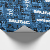 Blue Rock Pop R & B Music Text Cadeaupapier (Hoek)