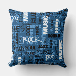Blue Rock Pop R & B Music Text Sierkussen