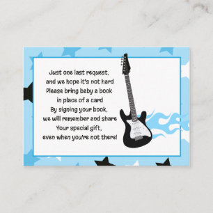 Blue Rock Star Baby shower Book Request Cards Informatiekaartje
