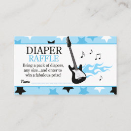 Blue Rock Star Baby shower Diaper Raffle Informatiekaartje