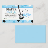 Blue Rock Star Baby shower Diaper Raffle Informatiekaartje (Voorkant / Achterkant)