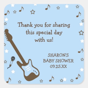 Blue Rock Star baby shower gunst sticker