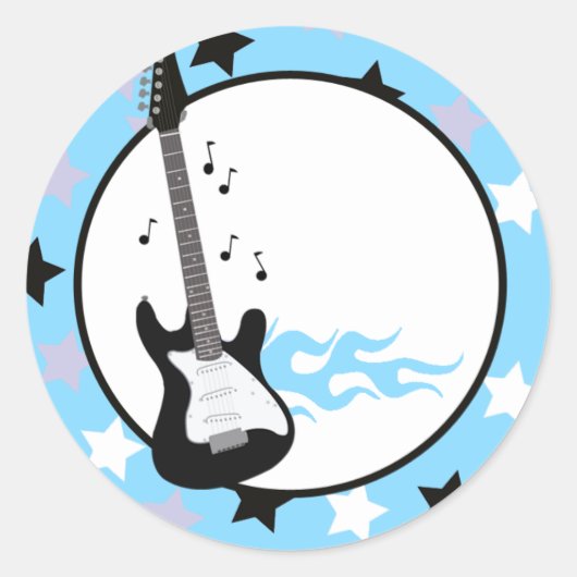 BLUE ROCK STAR GITAAR Envelope Seals Ronde Sticker (Voorkant)