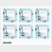 Blue Rock Star Guitar SQUARE Favor Sticker (Vel)
