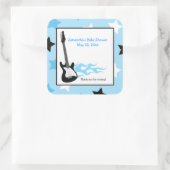 Blue Rock Star Guitar SQUARE Favor Sticker (Tas)