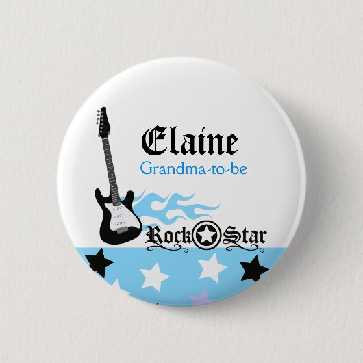 Blue Rock Star NAME TAG Personalized Button (Voorkant)