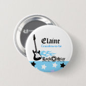 Blue Rock Star NAME TAG Personalized Button (Voorkant /achterkant)