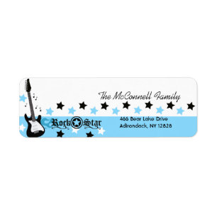 Blue Rock Star PRINTABLE ADRESETIKETTEN Etiket