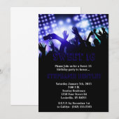 Blue Rock Star Sweet 16 Birthday Invitation Kaart (Voorkant / Achterkant)