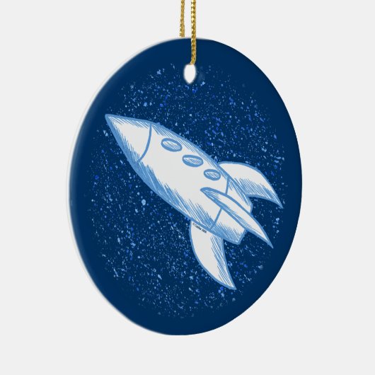 Blue Rocket Keramisch Ornament (Rechts)