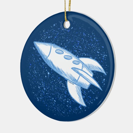 Blue Rocket Keramisch Ornament (Links)