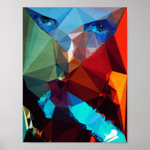 Blue Rocket - Kubistika van Boris Draschoff Poster