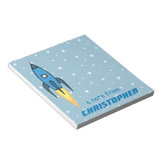 Blue Rocket Ship Buitenspace School Supplies Boy Notitieblok (Schuin)