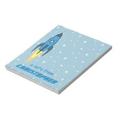 Blue Rocket Ship Buitenspace School Supplies Boy Notitieblok (Linkerzijde)