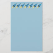 Blue Rocket Ship Outer Space Boy Kinder Schattige  Briefpapier (Voorkant)
