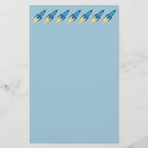 Blue Rocket Ship Outer Space Boy Kinder Schattige  Briefpapier