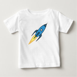 Blue Rocket Ship Outer Space Personalized Boy Scha