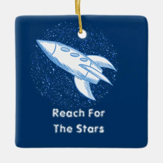 Blue Rocket Square ornament (Voorkant)