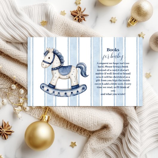 Blue Rocking Horse Baby shower Boeken voor Baby Informatiekaartje