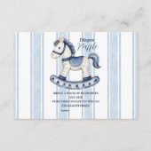 Blue Rocking Horse Baby shower Diapper Raffle Informatiekaartje (Voorkant)