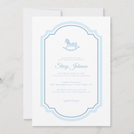 Blue Rocking Horse Baby shower | Jongen Kaart (Voorkant)