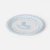 Blue Rocking Horse Baby shower Papier Borden Papieren Bordje (Gekanteld)