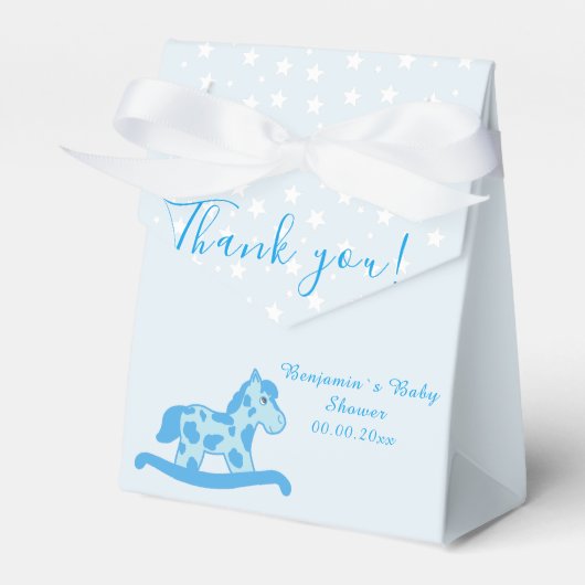 Blue Rocking Horse Baby shower Party gunst box Bedankdoosjes (Voorkant Zijde)