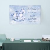 Blue Rocking Horse Baby shower Welkom Spandoek (Beurs)