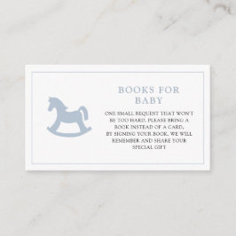 Blue Rocking Horse Boy Baby shower Boek Verzoek Informatiekaartje