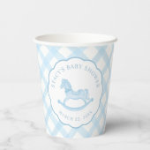 Blue Rocking Horse Boy Baby shower Papieren bekers (Achterkant)