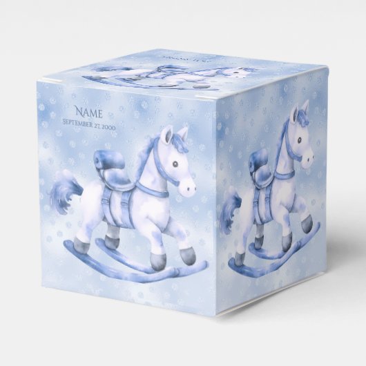 Blue Rocking Horse Favor Box Bedankdoosjes (Voorkant Zijde)
