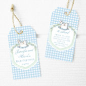 Blue rocking horse gingham baby shower dank u cadeaulabel