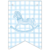 Blue Rocking Horse Gingham Boy Baby Banner (Tweede vlag)