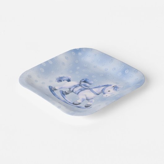 Blue Rocking Horse Paper Bord (Gebogen)
