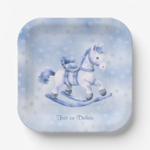 Blue Rocking Horse Paper Bord
