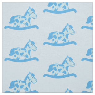 Blue Rocking Horse Pattern Stof