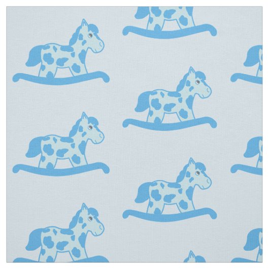 Blue Rocking Horse Pattern Stof (Swatch)