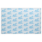 Blue Rocking Horse Pattern Stof (Fat Quarter)