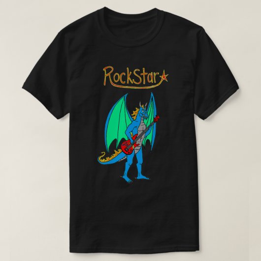 Blue Rockstar Jammin' Dragon with Guitar Premium  T-shirt (Design voorkant)