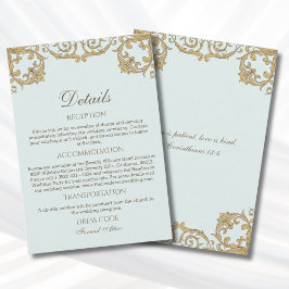 Blue Rococo Vintage Christian Wedding Details  Informatiekaartje