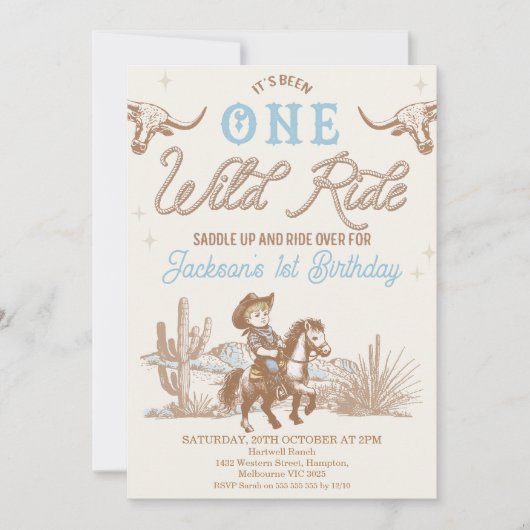  Blue Rodeo Boys Wild Jaar 1e Verjaardag Kaart (Voorkant)