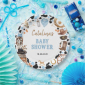 Blue Rodeo Cowboy Baby Shower Papieren Bordje (Feest)