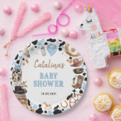 Blue Rodeo Cowboy Baby Shower Papieren Bordje (Feest)