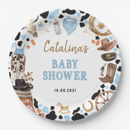 Blue Rodeo Cowboy Baby Shower Papieren Bordje